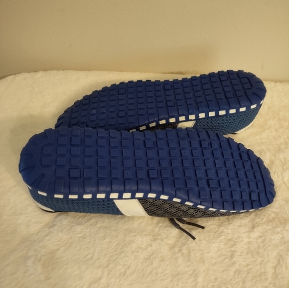 Juntu Men's Size 10.5 Loafers Blue Gray Driving Mesh Breathable Lace Up - Picture 3 of 10